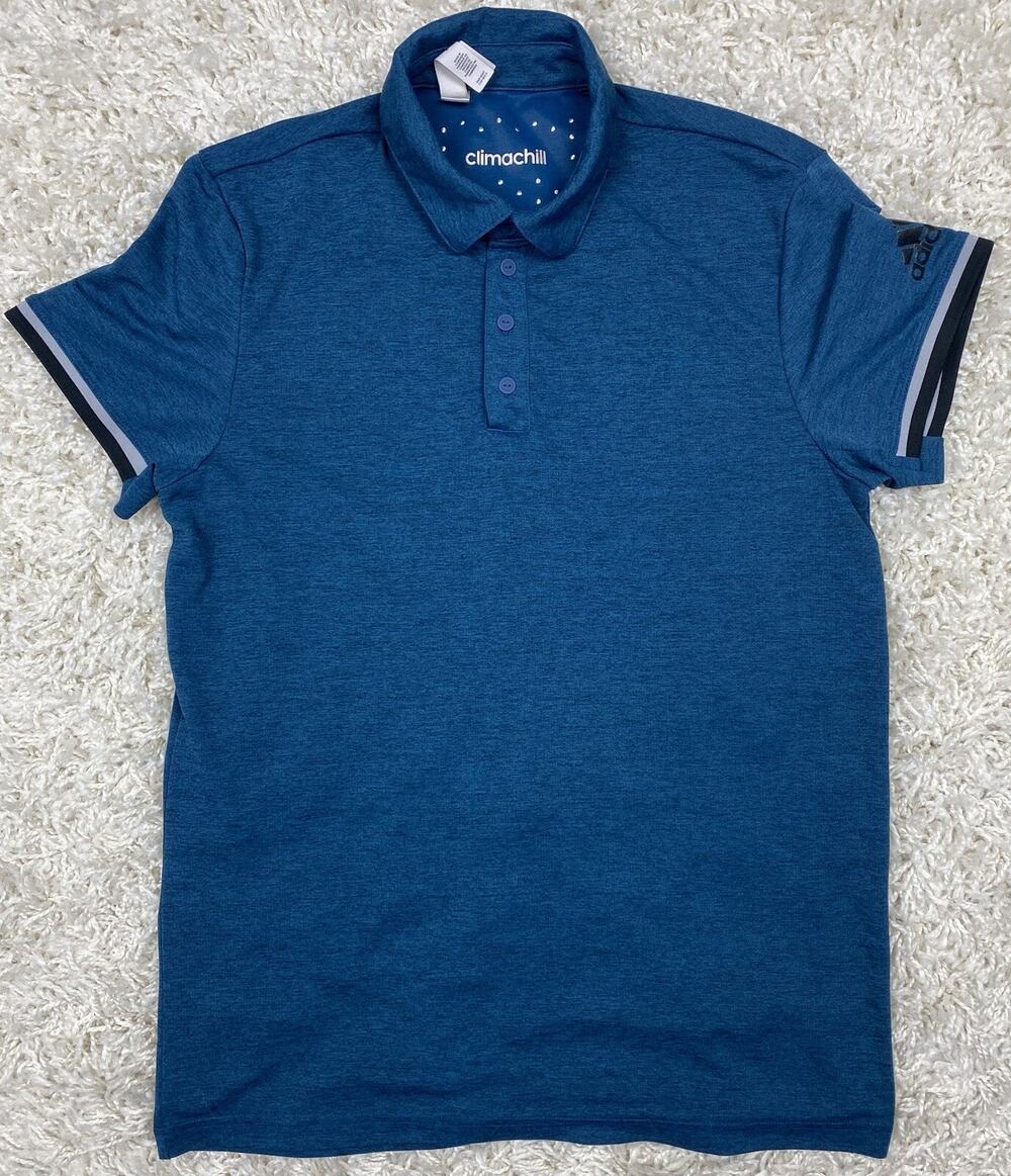 Adidas Climachill Golf Polo Shirt Men's Small Blue Heather Performance Stripe SS